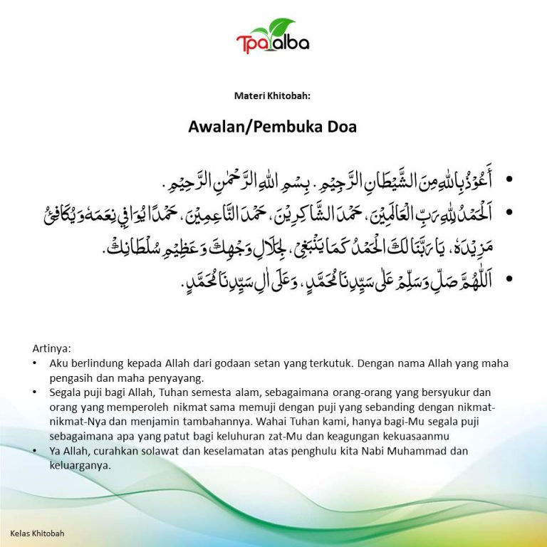 Materi Khitobah: Awalan/Pembuka Doa